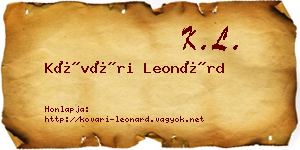 Kővári Leonárd névjegykártya