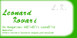 leonard kovari business card